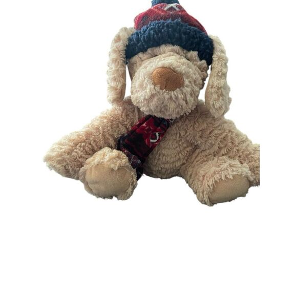 Gentle Treasures Beige Hat Scarf St Jude Kobie Puppy Dog Plush Stuffed Animal - Picture 1 of 10